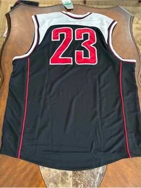 Vintage 2003 Air Jordan Black and red basketball jersey 23 on the back size XL